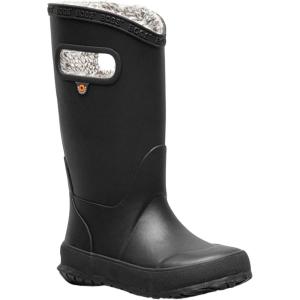 BOGS unisex-child Bogs Kids Rainboot(Plush – Solid Black)