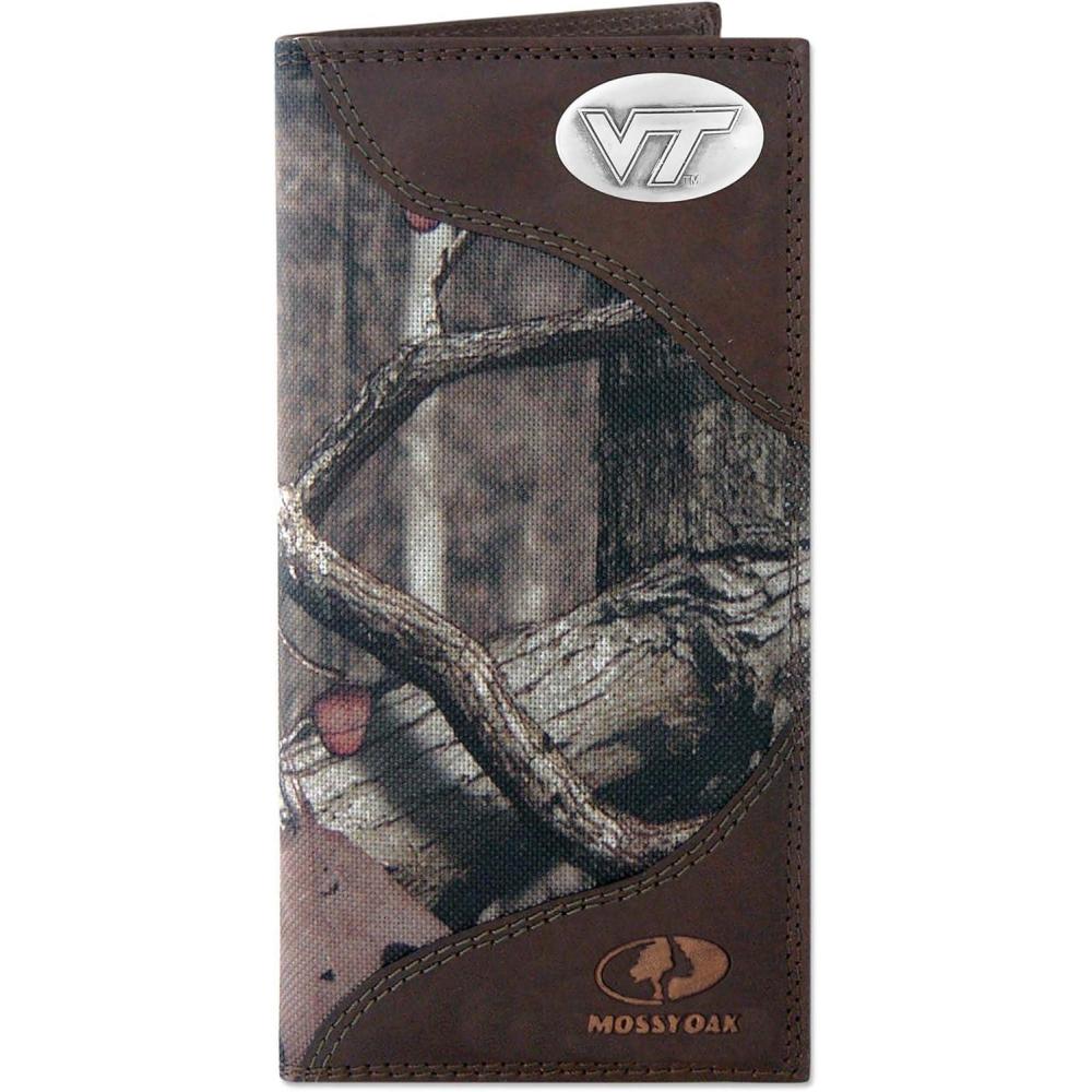 image:imageNCAA Virginia Tech Hokies ZepPro Mossy Oak Nylon and Leather SecretaryStyle Roper Concho Wallet Camouflage One Size