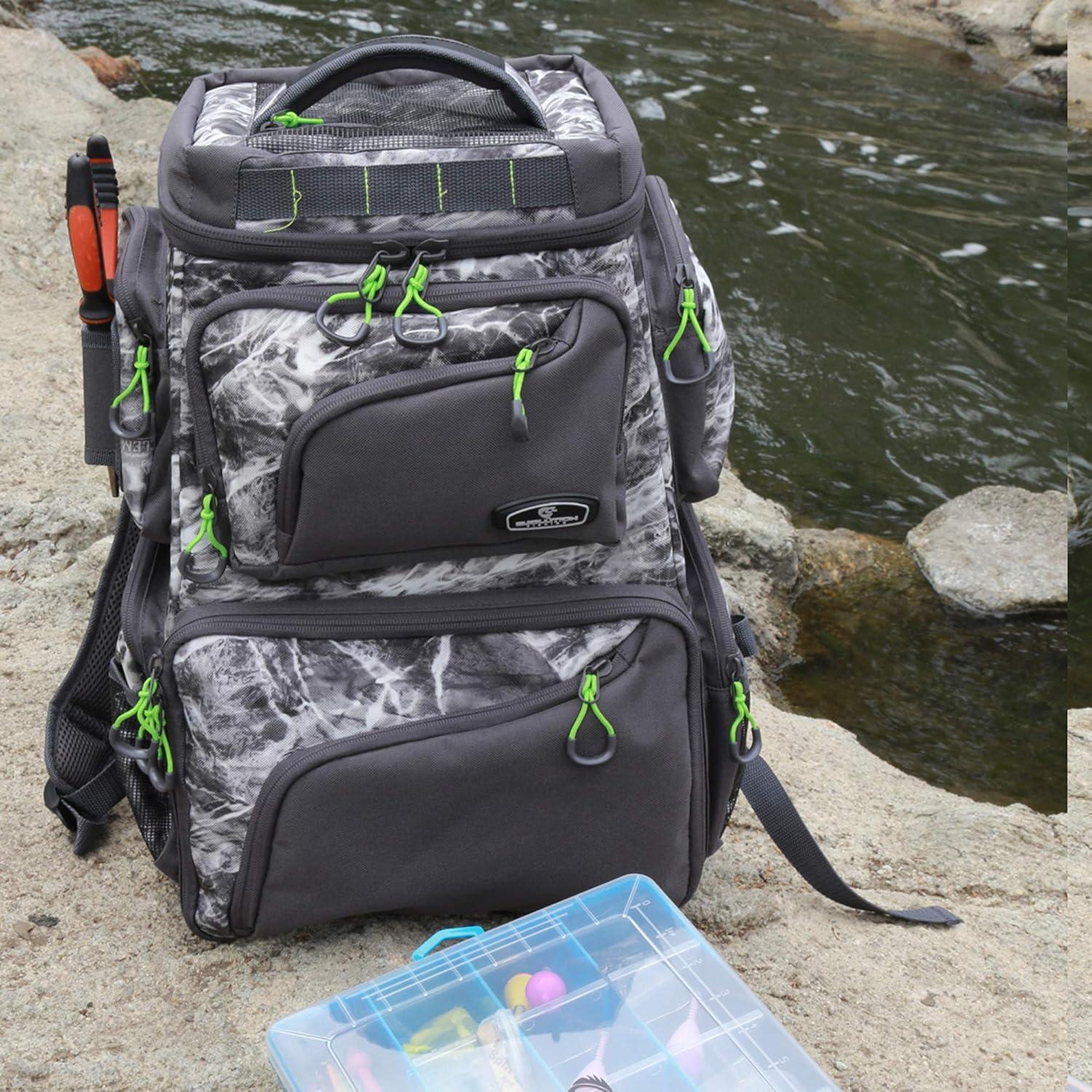 image:imageEvolution Fishing Largemouth Double Decker 3600 Tackle Backpack 3 TackleTrays Fishing Backpack Tackle Storage