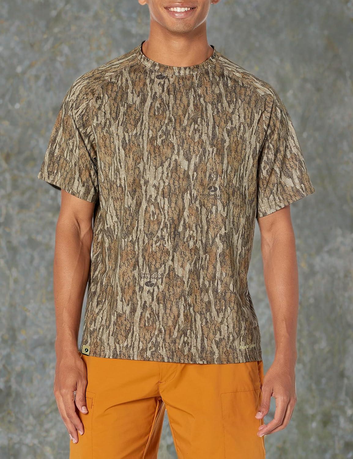 image:imageMossy Oak Camo Hunting Short Sleeve Shirt for Men Lightweight Performance Stretchable Tee with 4Way Stretch amp Cooling TechBottomland