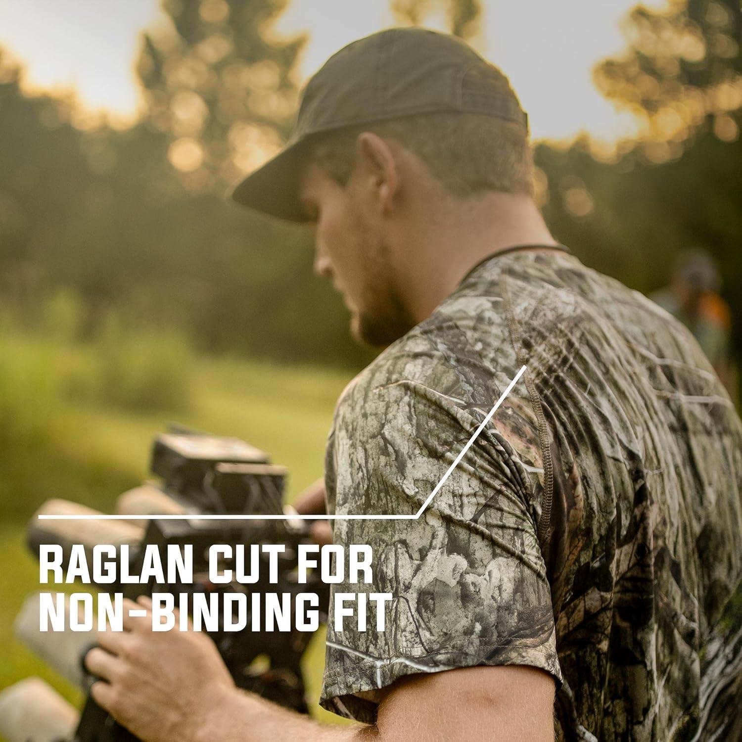 image:imageMossy Oak Camo Hunting Short Sleeve Shirt for Men Lightweight Performance Stretchable Tee with 4Way Stretch amp Cooling TechFull Foliage