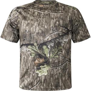 Mossy Oak Camo Hunting Short Sleeve Shirt for Men – Lightweight Performance Stretchable Tee with 4-Way Stretch & Cooling Tech(Country Roots)