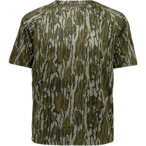 Mossy Oak Camo Hunting Short Sleeve Shirt for Men – Lightweight Performance Stretchable Tee with 4-Way Stretch & Cooling Tech(Original Bottomland)