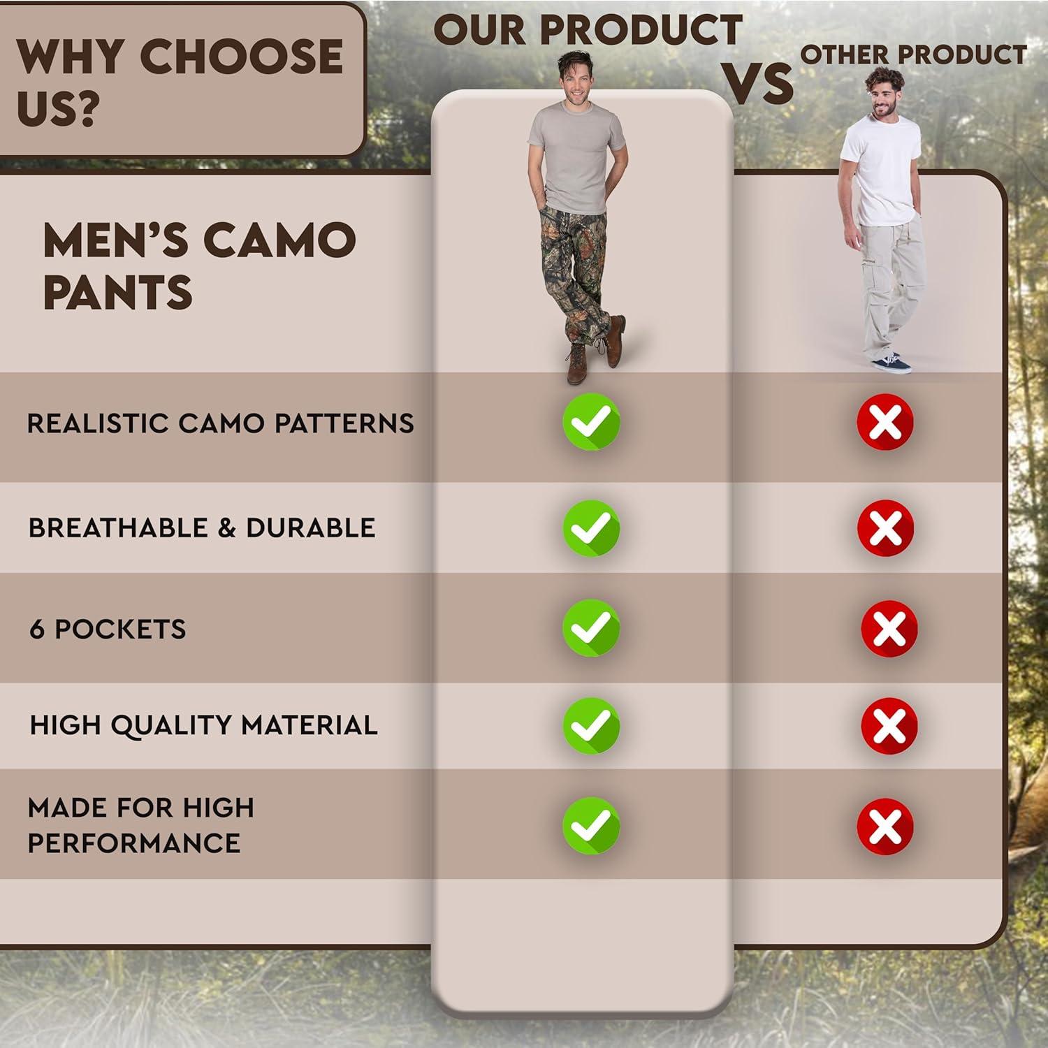 image:imageTrailCrest Mens Camo Hunting Cargo Pants 6 Pockets Mossy Oak Improved SpecsBreakup Country