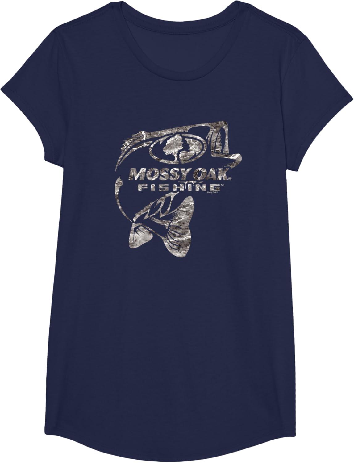 image:imageMossy Oak Fishing Bass Open Water Classic Grey Logo TShirtNavy Blue