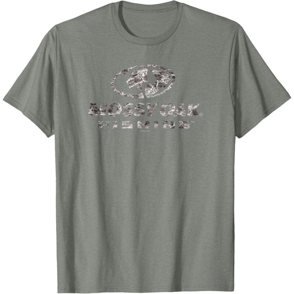 image:imageMossy Oak Fishing Open Water Classic Dark Grey Logo TShirtOlive Heather