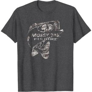 Mossy Oak Fishing Bass Open Water Classic Grey Logo T-Shirt(Dark Heather Grey)