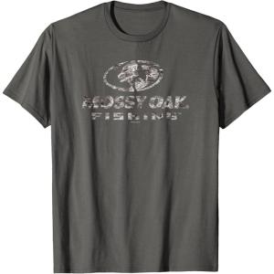 Mossy Oak Fishing Open Water Classic Dark Grey Logo T-Shirt(Asphalt Grey)