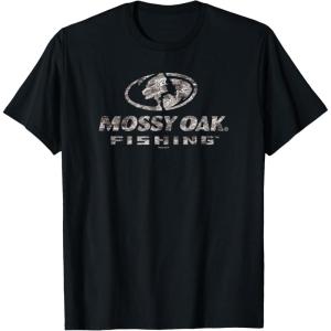 Mossy Oak Fishing Open Water Classic Dark Grey Logo T-Shirt(Black)