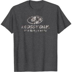 Mossy Oak Fishing Open Water Classic Dark Grey Logo T-Shirt(Dark Heather Grey)