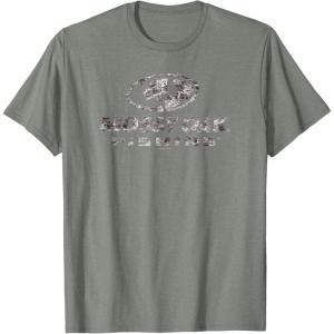 Mossy Oak Fishing Open Water Classic Dark Grey Logo T-Shirt(Olive Heather)