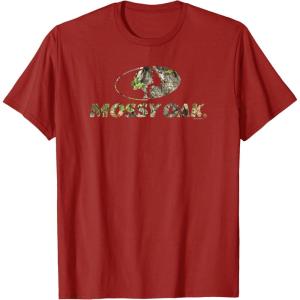 Mossy Oak Nature Camouflage Classic Outdoors Logo T-Shirt(Cranberry Red)