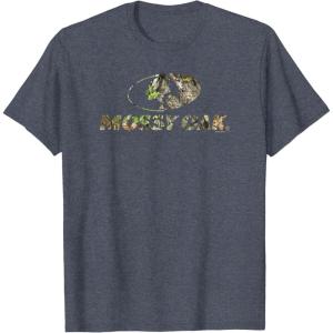 Mossy Oak Nature Camouflage Classic Outdoors Logo T-Shirt(Heather Blue)