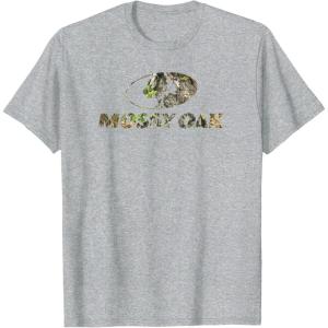 Mossy Oak Nature Camouflage Classic Outdoors Logo T-Shirt(Heather Grey)