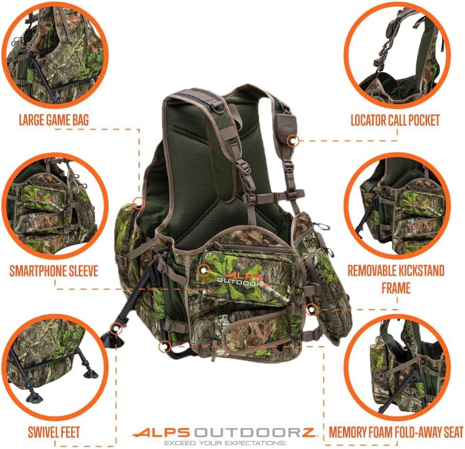 image:imageALPS OutdoorZ Grand Slam Turkey Vest wMemory Foam Seat Sit Anywhere Removable Kickstand Frame Outdoor Hunting Camo GearMossy Oak Obsession