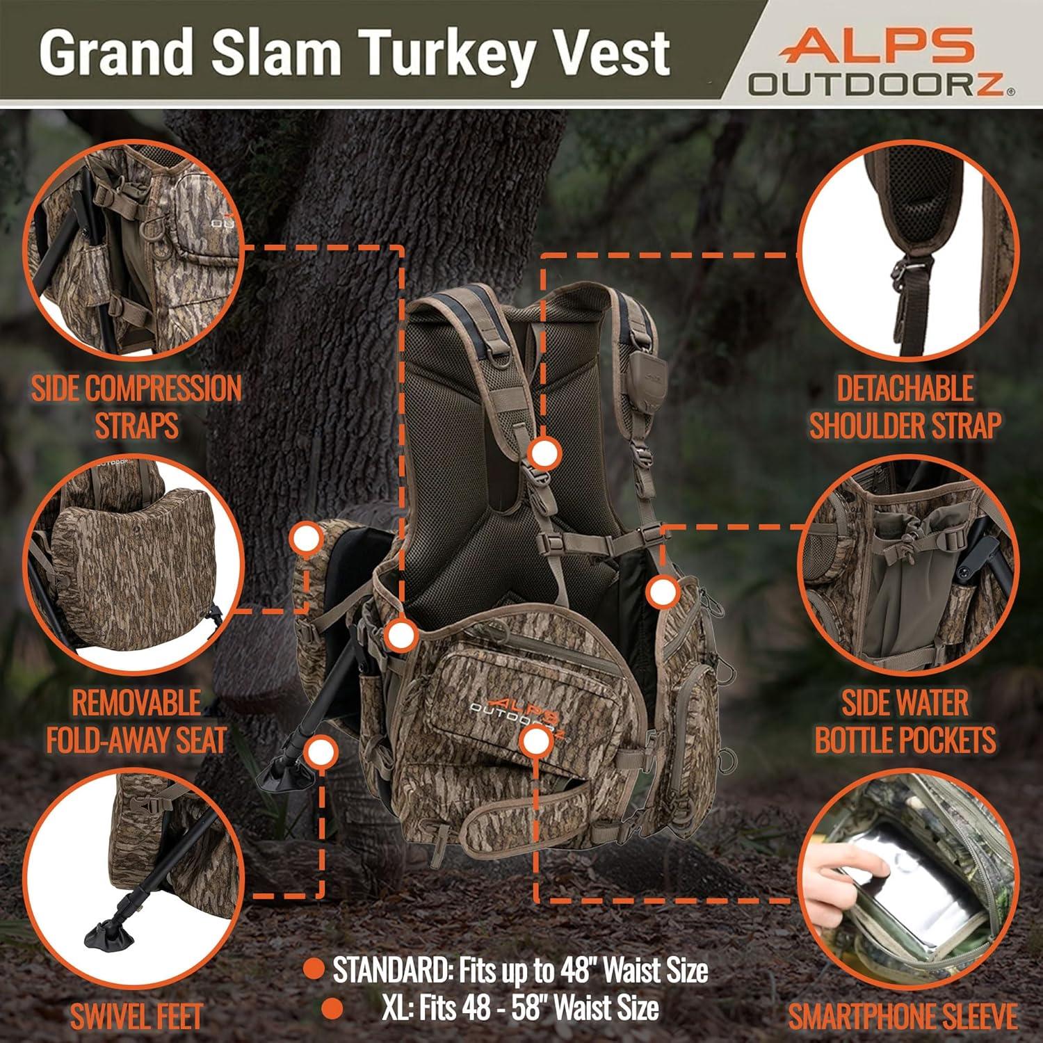 image:imageALPS OutdoorZ Grand Slam Turkey Vest wMemory Foam Seat Sit Anywhere Removable Kickstand Frame Outdoor Hunting Camo GearOriginal Bottomland