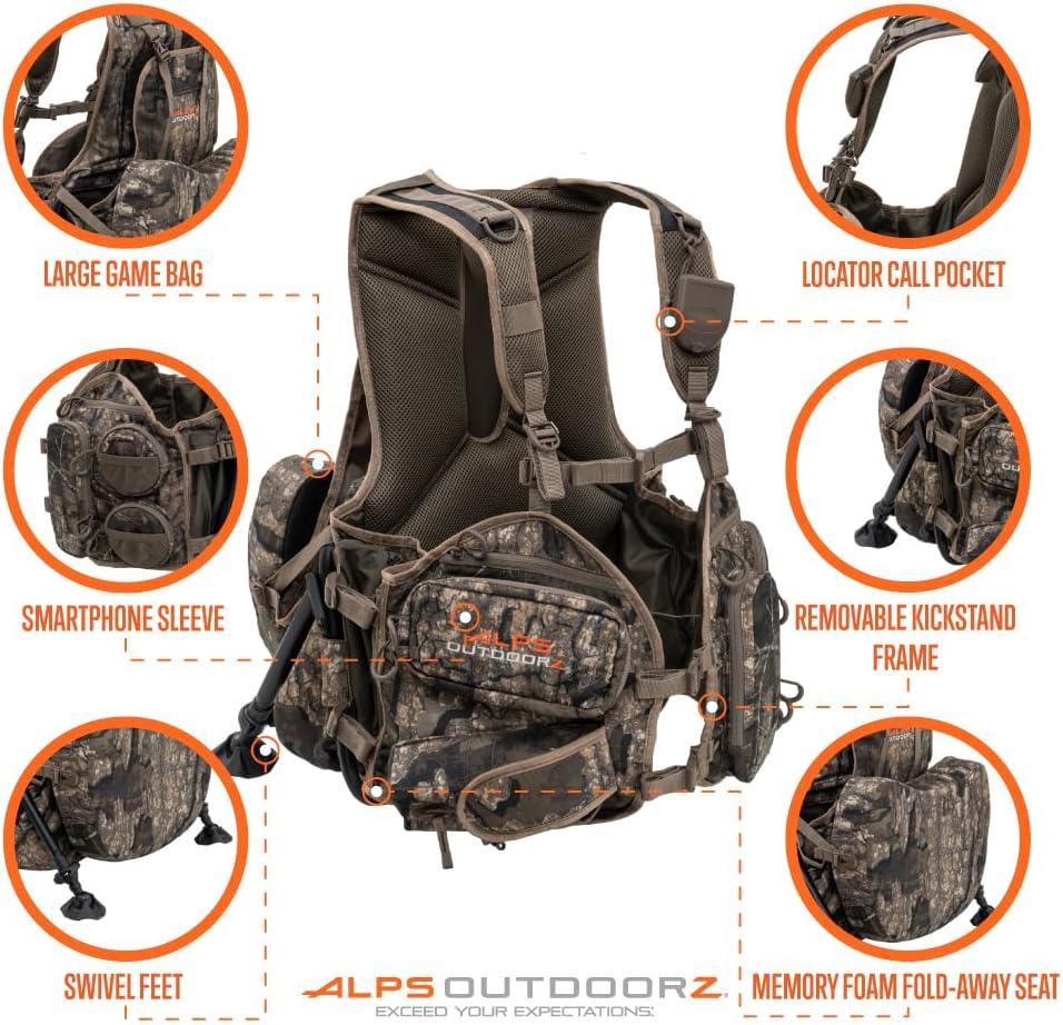image:imageALPS OutdoorZ Grand Slam Turkey Vest wMemory Foam Seat Sit Anywhere Removable Kickstand Frame Outdoor Hunting Camo GearRealtree Timber