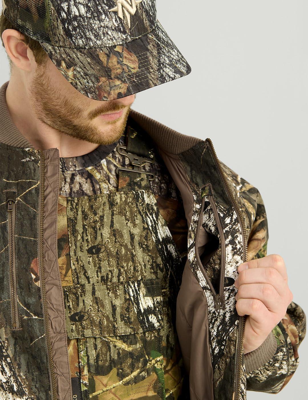 image:imageNOMAD Mens Rub Line Bomber Jacket Insulated Waterresistant Quiet Hunting Outerwear CoatMossy Oak New Breakup Camo