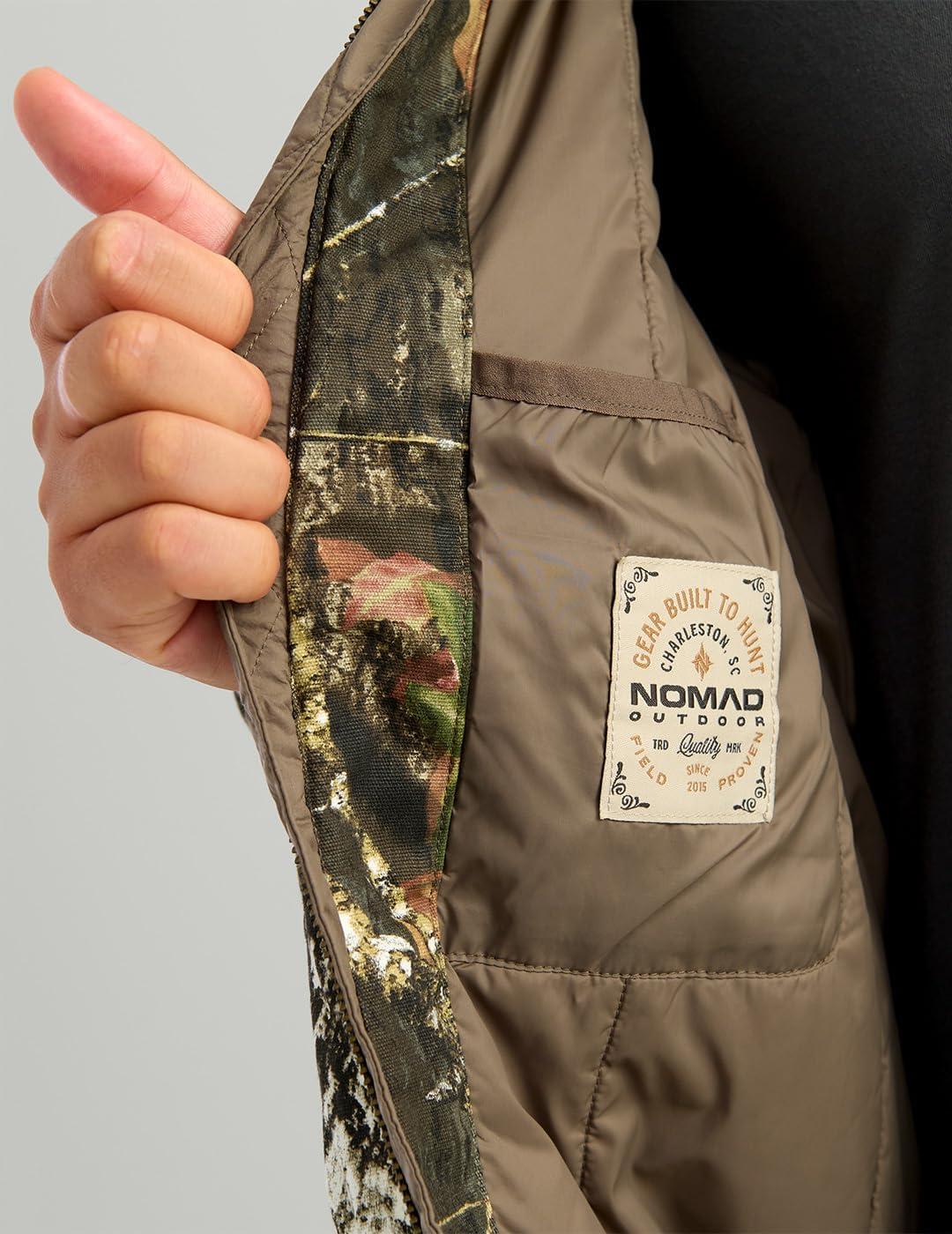 image:imageNOMAD Mens Rub Line Bomber Jacket Insulated Waterresistant Quiet Hunting Outerwear CoatMossy Oak New Breakup Camo
