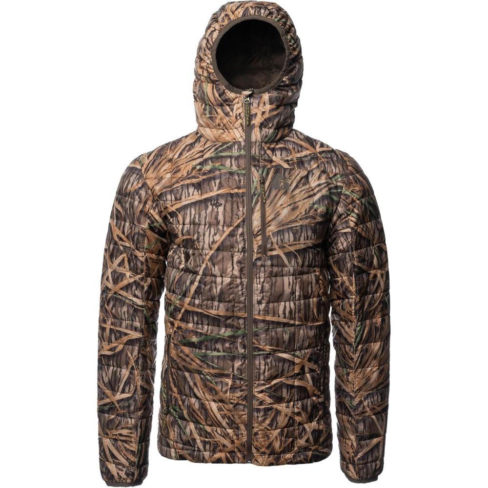 image:imageGator Waders Mens Cumulus Jacket  Insulated Lightweight Windproof Hunting Puffer with Hood  Rated for 045F Cold WeatherMossy Oak Original Shadow Grass