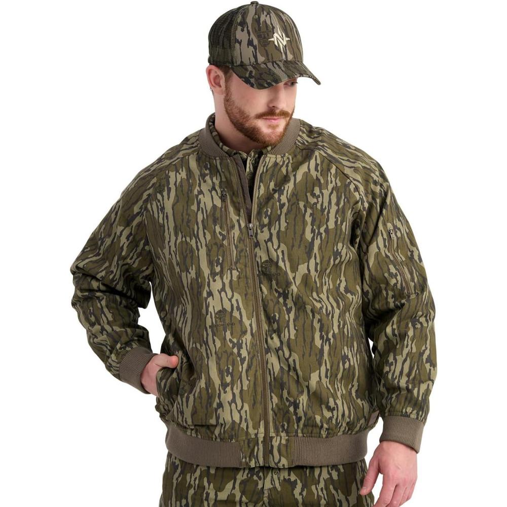 image:imageNOMAD Mens Rub Line Bomber Jacket Insulated Waterresistant Quiet Hunting Outerwear CoatMossy Oak Bottomland Camo