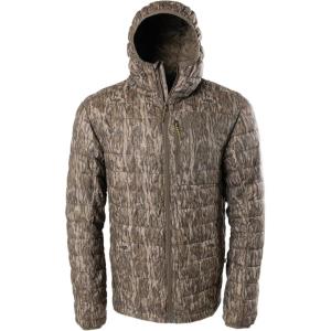 Gator Waders Mens Cumulus Jacket – Insulated Lightweight Windproof Hunting Puffer with Hood – Rated for 0-45°F Cold Weather(Mossy Oak Bottomland)