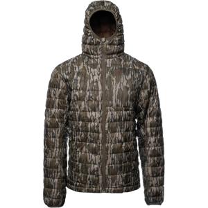 Gator Waders Mens Cumulus Jacket – Insulated Lightweight Windproof Hunting Puffer with Hood – Rated for 0-45°F Cold Weather(Mossy Oak Original Bottomland)