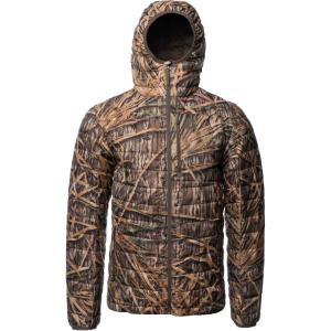 Gator Waders Mens Cumulus Jacket – Insulated Lightweight Windproof Hunting Puffer with Hood – Rated for 0-45°F Cold Weather(Mossy Oak Original Shadow Grass)
