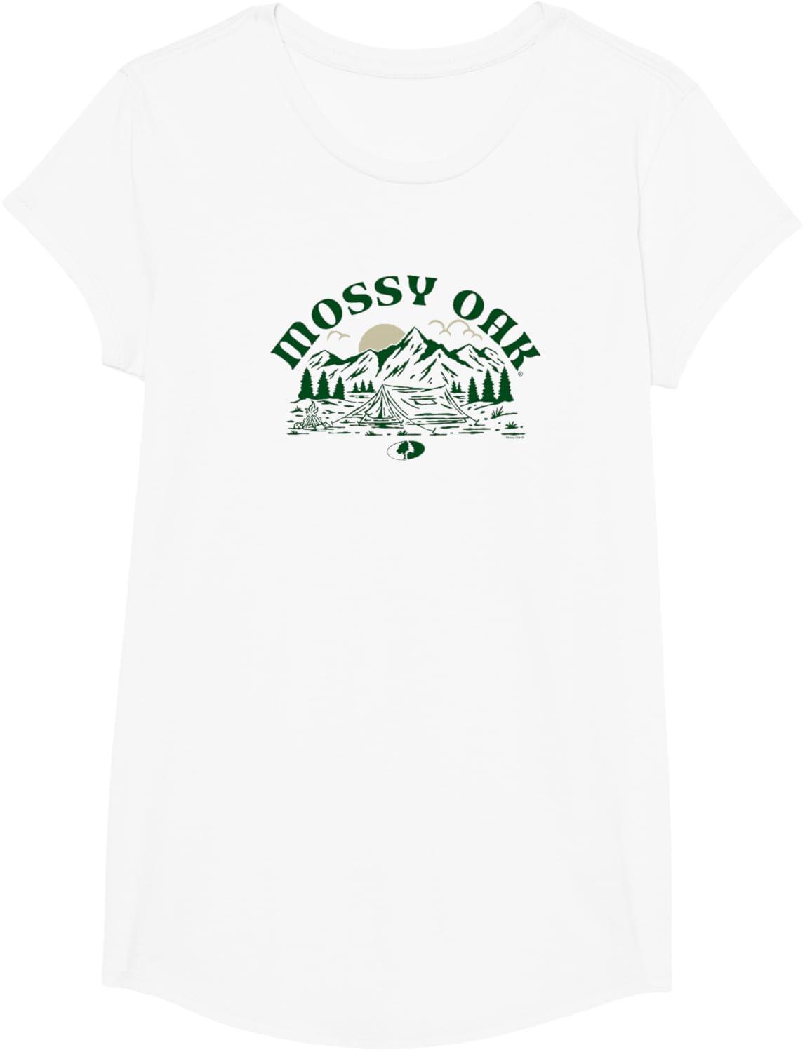 image:imageMossy Oak Camping Retro Mountain Landscape Logo TShirtWhite