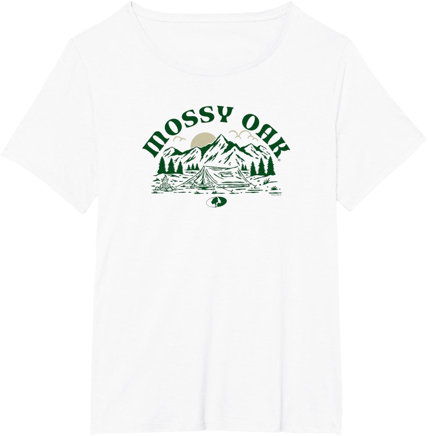 image:imageMossy Oak Camping Retro Mountain Landscape Logo TShirtWhite