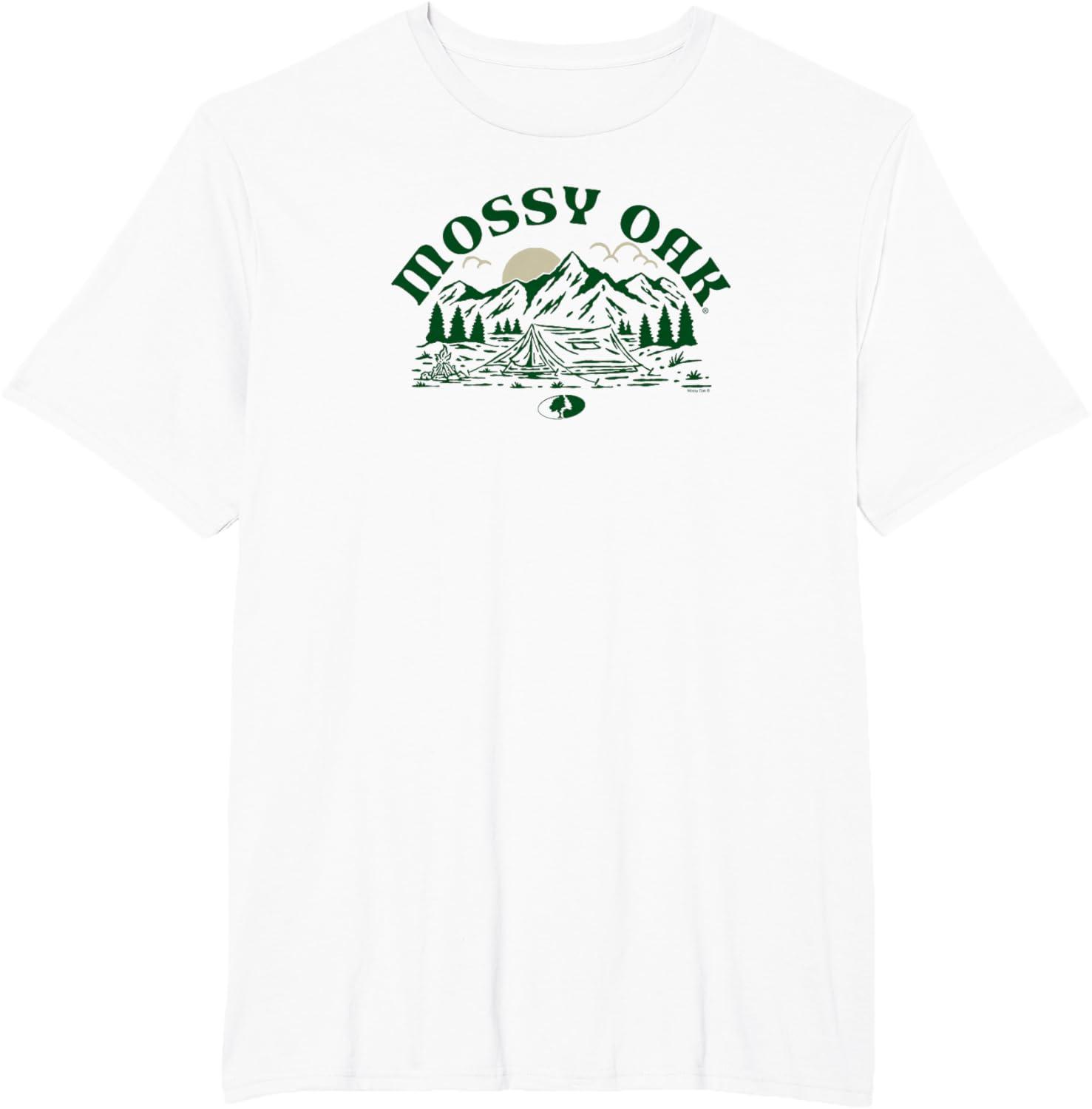 image:imageMossy Oak Camping Retro Mountain Landscape Logo TShirtWhite