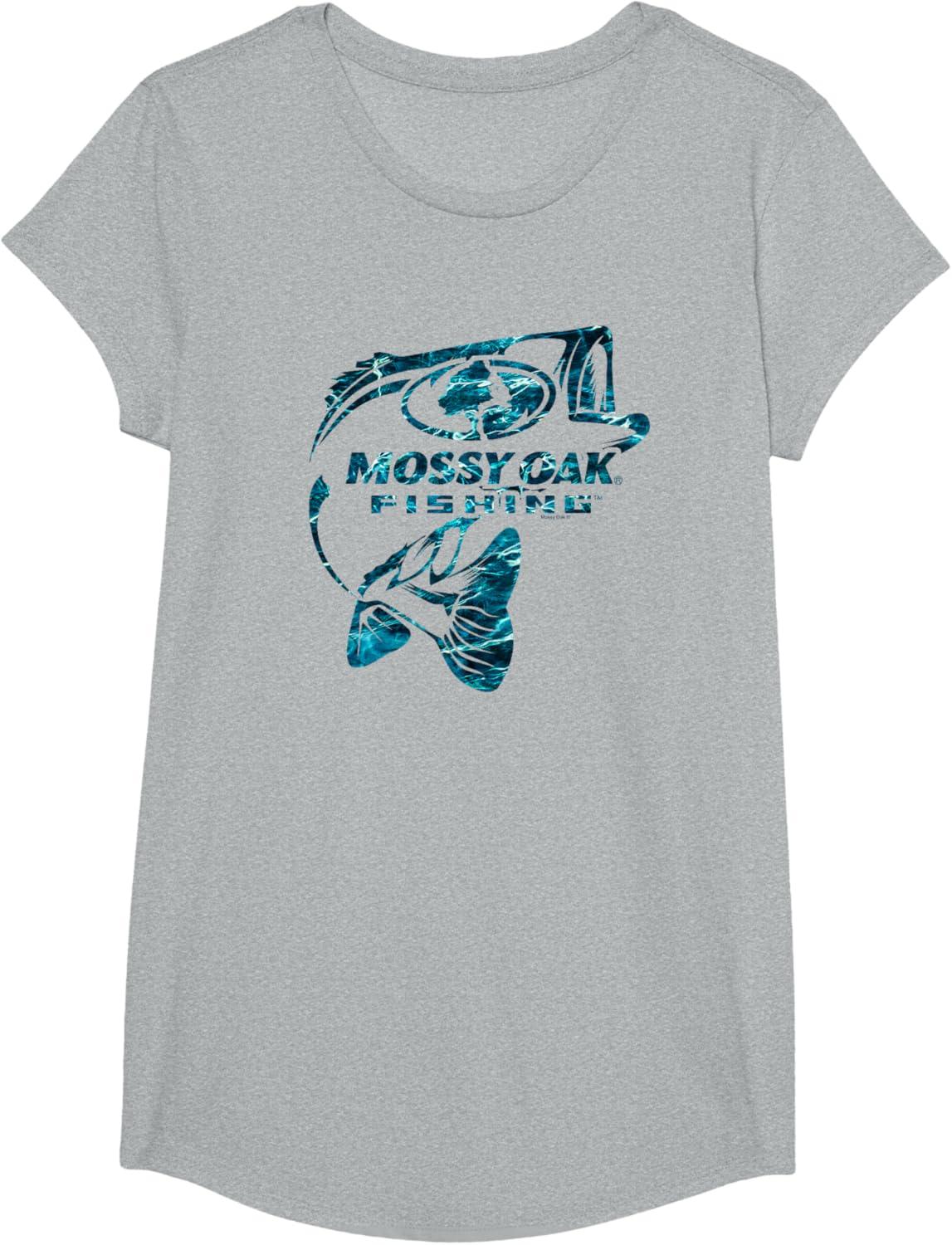 image:imageMossy Oak Fishing Bass Open Water Classic Blue Logo TShirtHeather Grey
