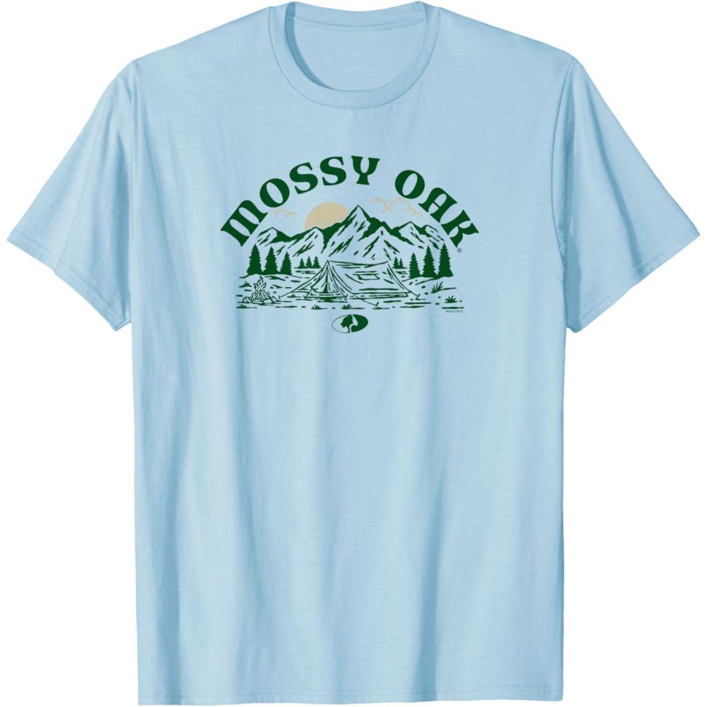 image:imageMossy Oak Camping Retro Mountain Landscape Logo TShirtBaby Blue