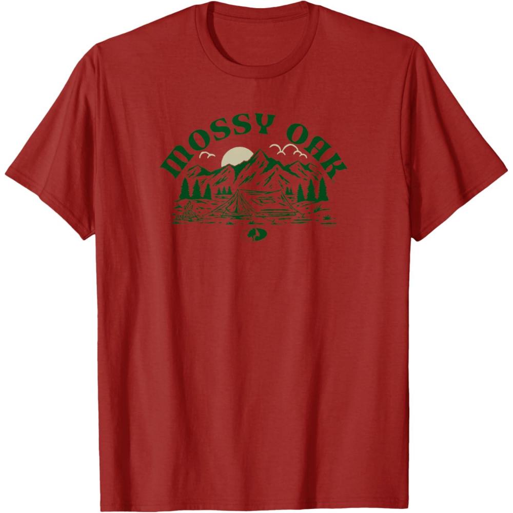 image:imageMossy Oak Camping Retro Mountain Landscape Logo TShirtCranberry Red
