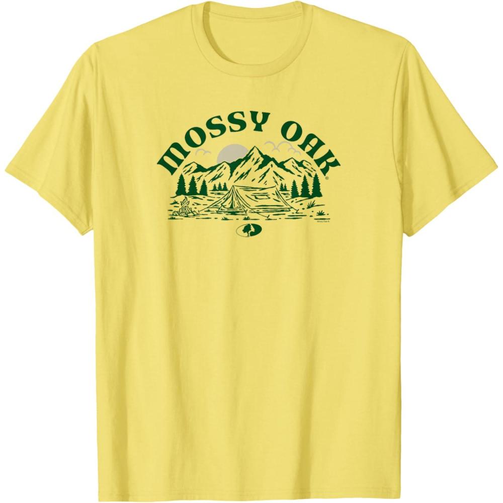 image:imageMossy Oak Camping Retro Mountain Landscape Logo TShirtLemon Yellow