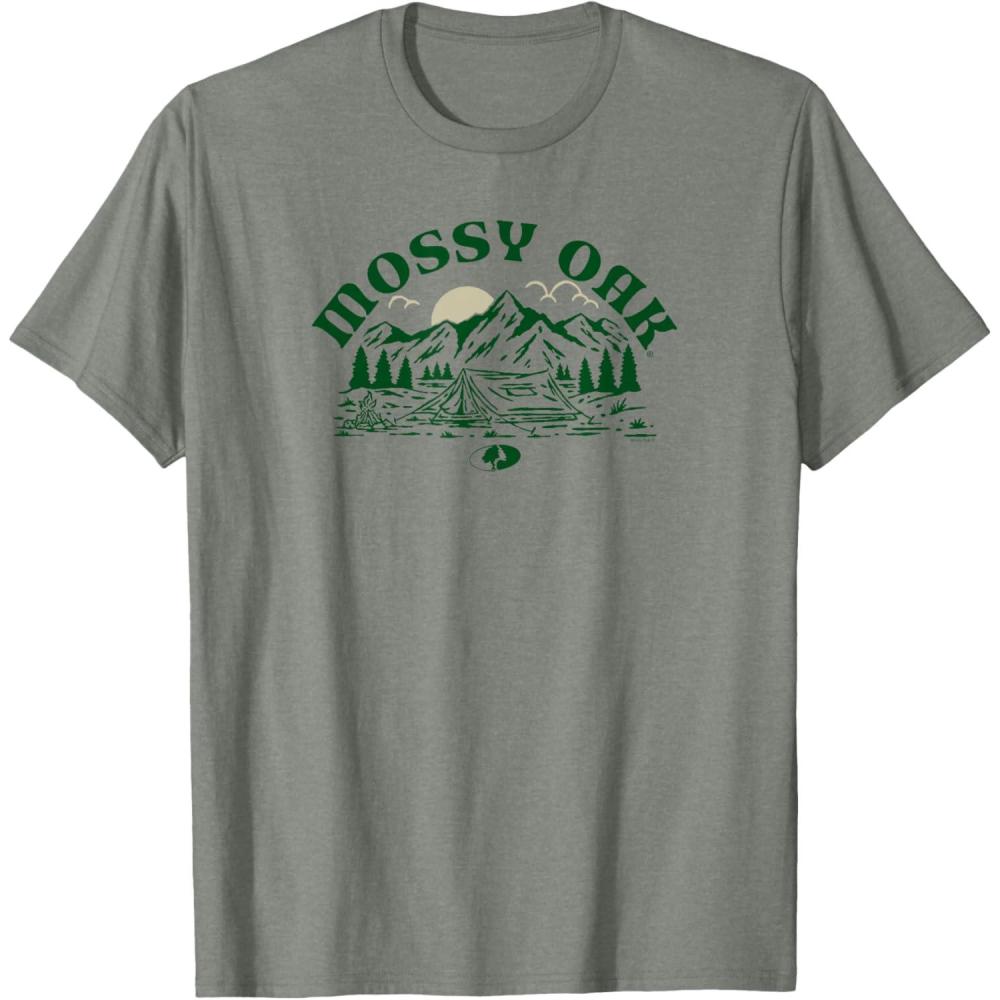 image:imageMossy Oak Camping Retro Mountain Landscape Logo TShirtOlive Heather