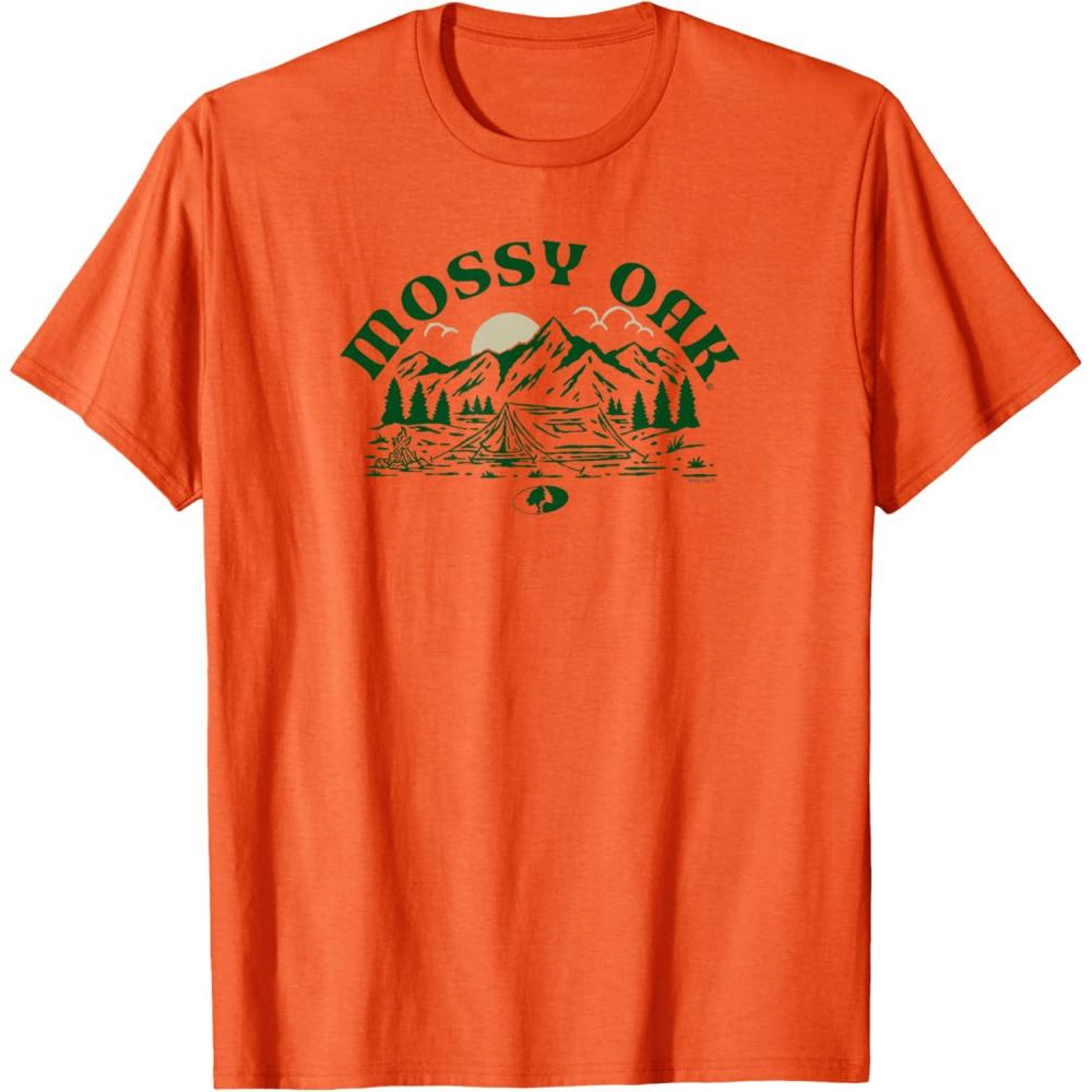 image:imageMossy Oak Camping Retro Mountain Landscape Logo TShirtOrange