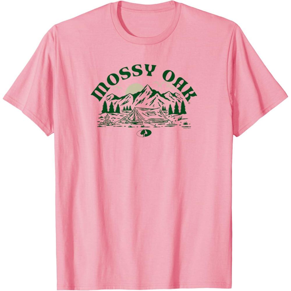 image:imageMossy Oak Camping Retro Mountain Landscape Logo TShirtPink