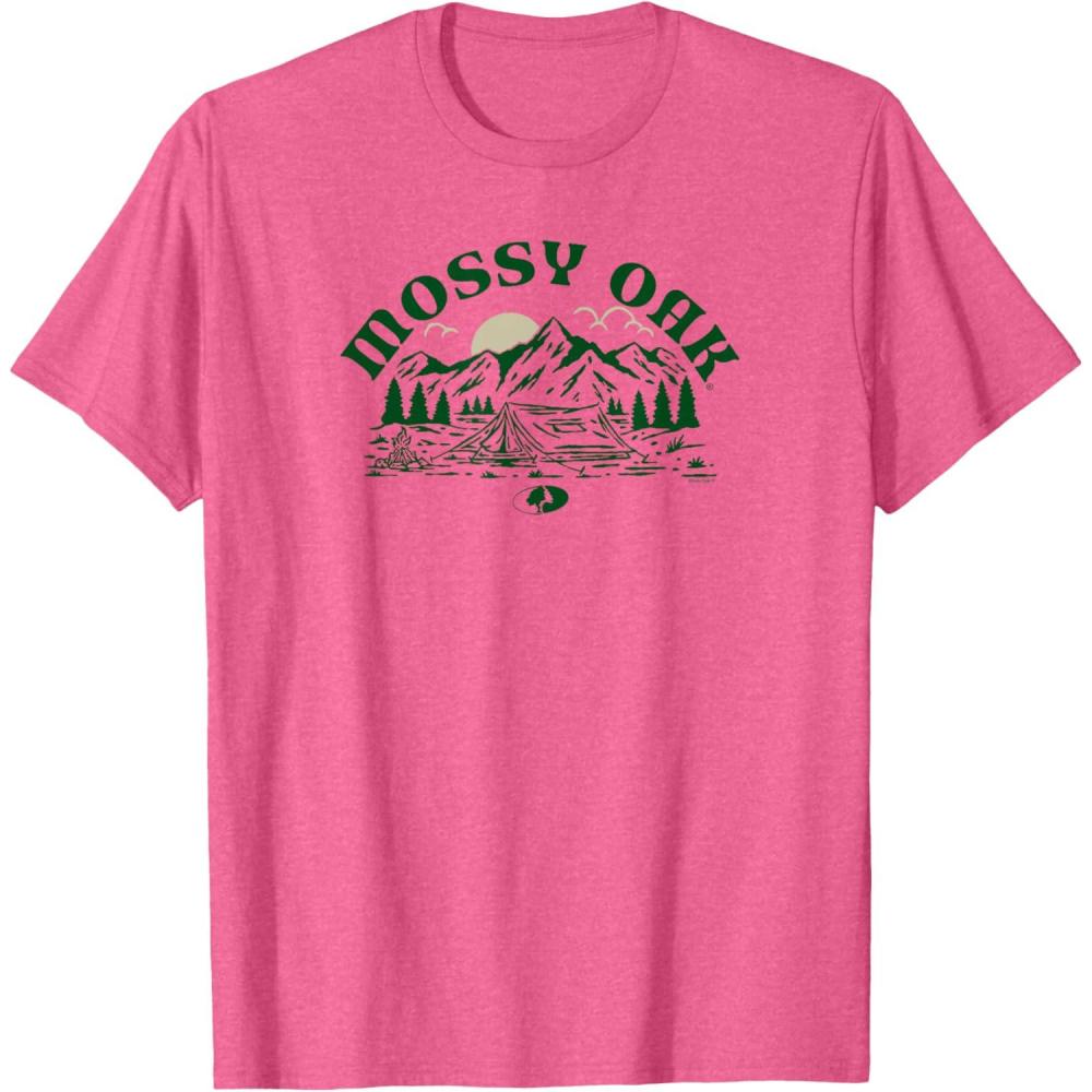 image:imageMossy Oak Camping Retro Mountain Landscape Logo TShirtPink Heather
