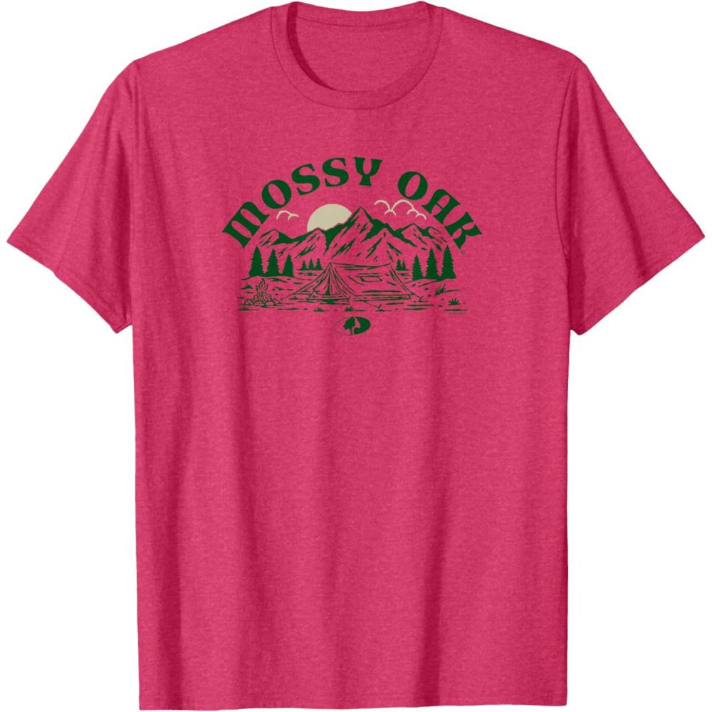 image:imageMossy Oak Camping Retro Mountain Landscape Logo TShirtRed Heather