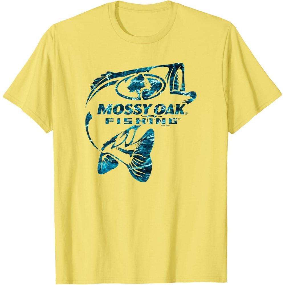 image:imageMossy Oak Fishing Bass Open Water Classic Blue Logo TShirtLemon Yellow