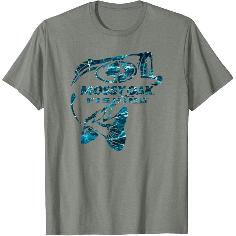 image:imageMossy Oak Fishing Bass Open Water Classic Blue Logo TShirtOlive Heather