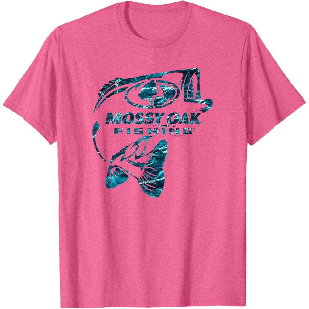 image:imageMossy Oak Fishing Bass Open Water Classic Blue Logo TShirtPink Heather