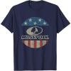 Mossy Oak 4th of July American Flag Distressed Circle Logo T-Shirt(Navy Blue)