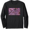 Pink Hunting Camo Flag Pattern American USA US Camouflage Long Sleeve T-Shirt(Black)