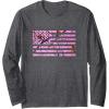 Pink Hunting Camo Flag Pattern American USA US Camouflage Long Sleeve T-Shirt(Dark Heather Grey)