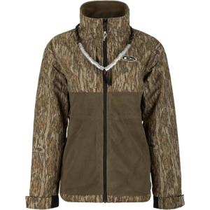 Drake Waterfowl MST Women’s Eqwader Full Zip, Hunting Jacket, Waterproof and Breathable, Fleece Lining and Adjustable Fit(Mossy Oak Bottomland)