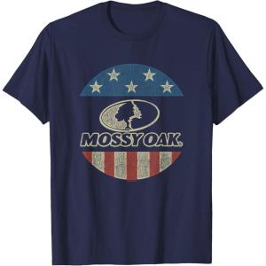 Mossy Oak 4th of July American Flag Distressed Circle Logo T-Shirt(Navy Blue)