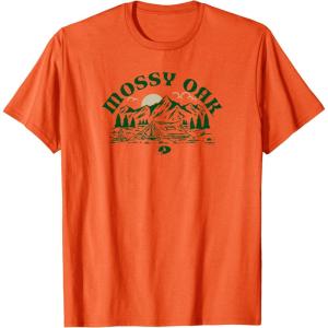 Mossy Oak Camping Retro Mountain Landscape Logo T-Shirt(Orange)