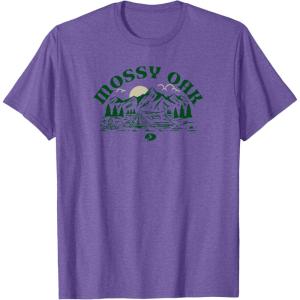 Mossy Oak Camping Retro Mountain Landscape Logo T-Shirt(Purple Heather)